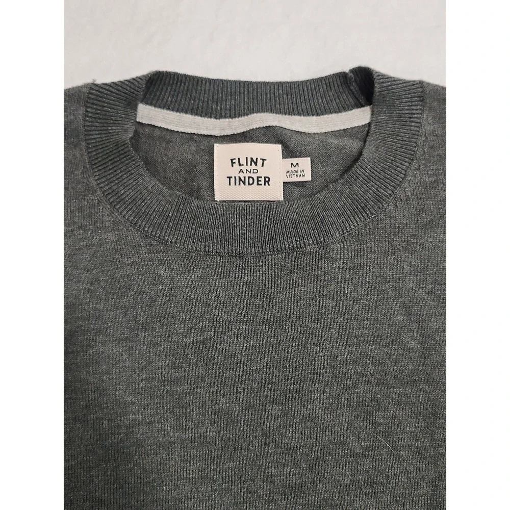Flint and Tinder Huckberry Crewneck Sweater Mens M Ribbed Collar Cuffs Hem Green